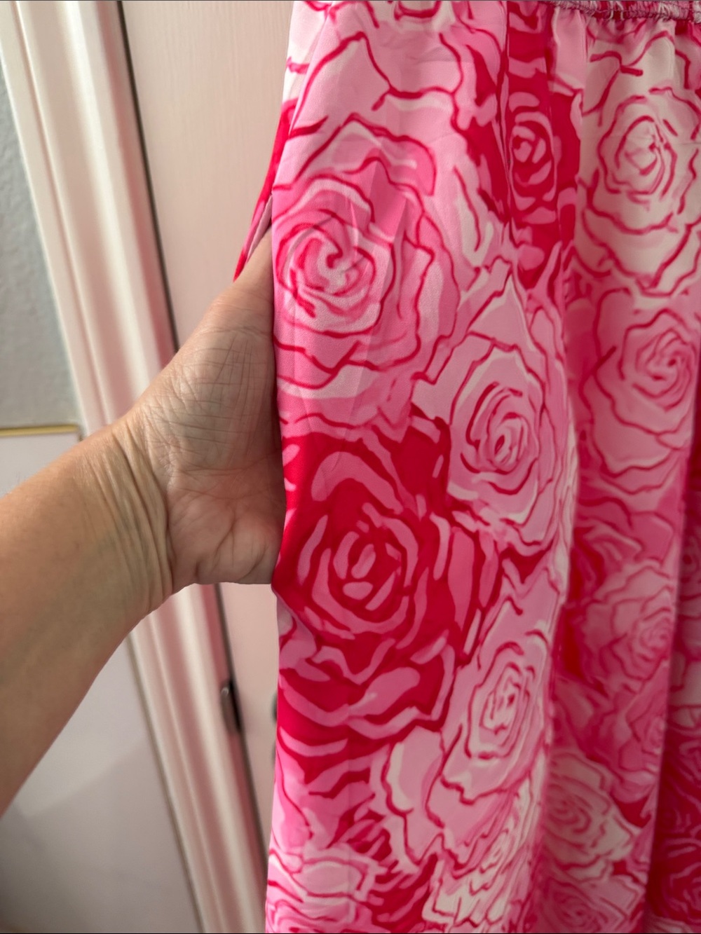 Floral Pink Maxi Sundress with Smocked Bodice - Picture 3 of 4